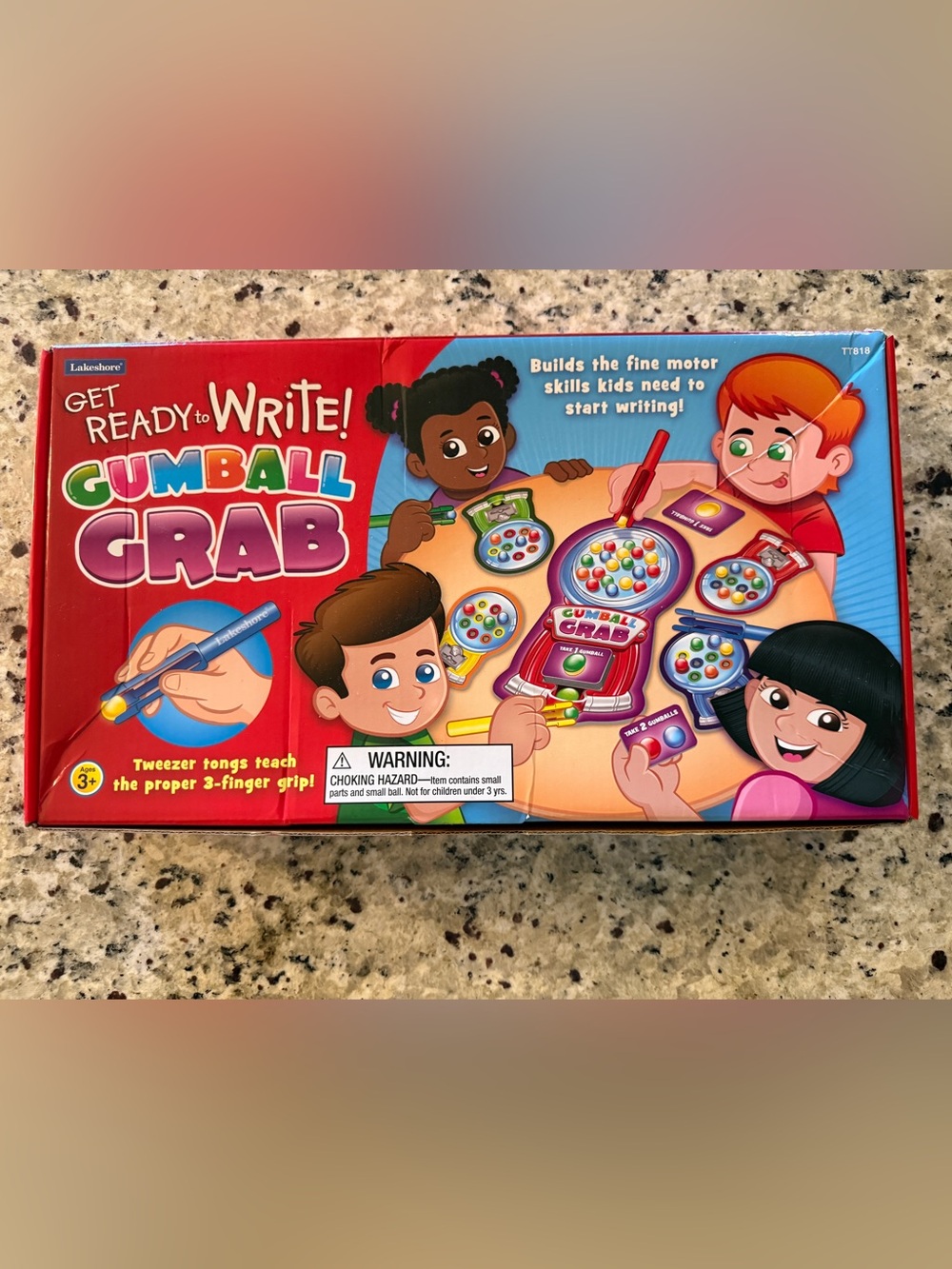 Gumball Grab Pre-Writing board Game ages 3-7 Lakeshore fine motor skills